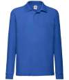 SS45B 632010 Fruit of the Loom Kids Long Sleeve Poly/Cotton Piqué Polo Shirt Royal Blue colour image